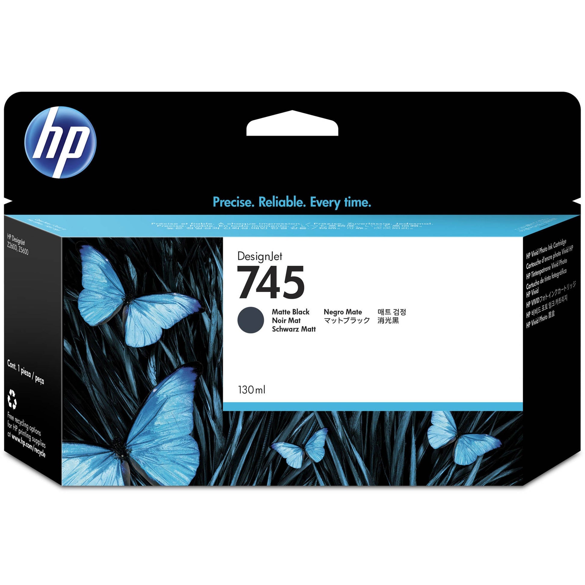 Original HP 745 130-ml DesignJet (F9J99A) Matte Black Ink Cartridge-0