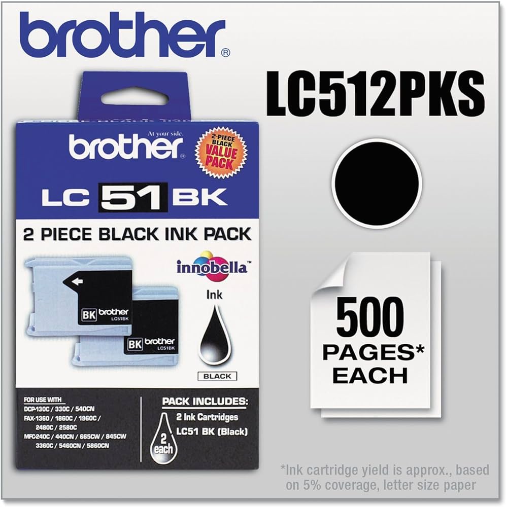 Brother LC51BK Black Ink Cartridge 2 PKS-0