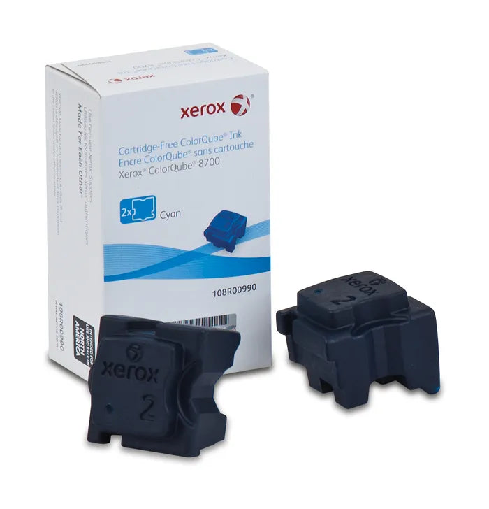 Genuine Xerox Solid Ink 8700 Cyan (2 sticks) (108R00990) (108R01010)-0