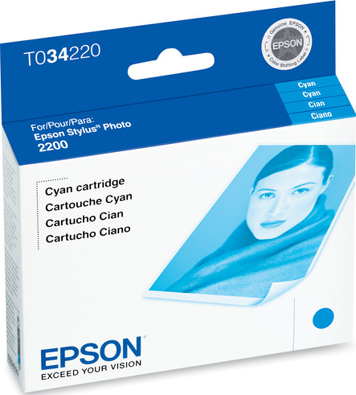 New Genuine Epson 34 (T0342) Cyan Ink Cartridge-0