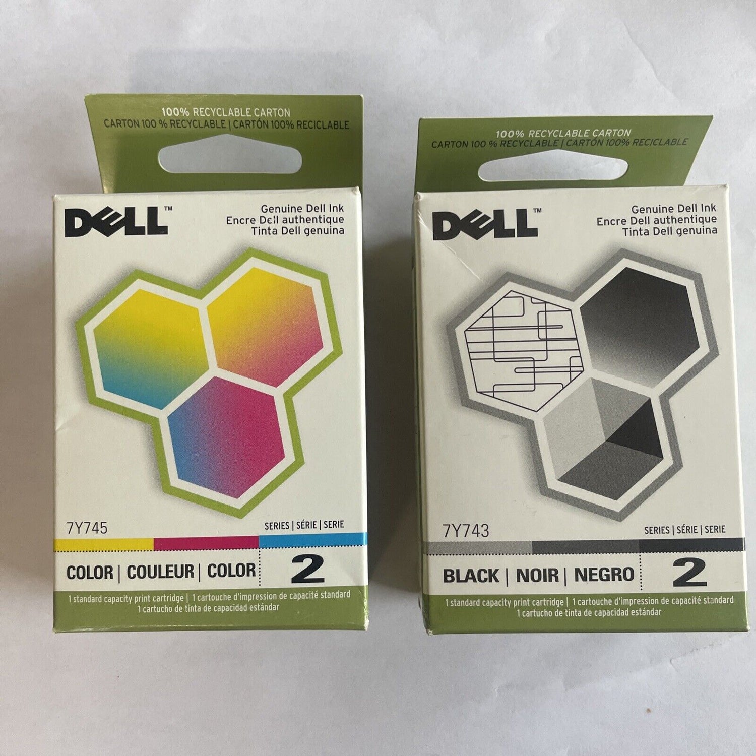 Original Dell Series 2 7Y743 Black and Color Ink Cartridges-0