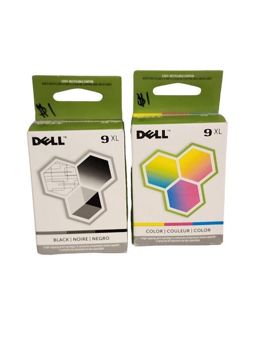 Original Dell Series 9XL MK992 Black / MK993 Color Ink Cartridges Combo Pack-0