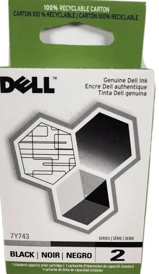 Original Dell Series 2 7Y743 Black Ink Cartridges-0