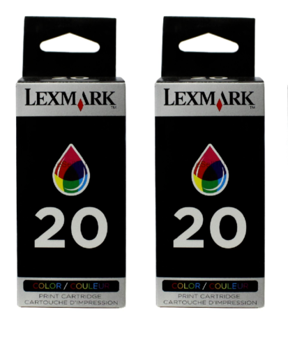 Original Lexmark 20 (15M0120) Color 2 Pack Ink Cartridges-0