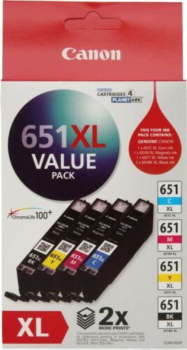 Original Canon CLI-651XL Black & Color Ink Cartridges- 4 Pack-0