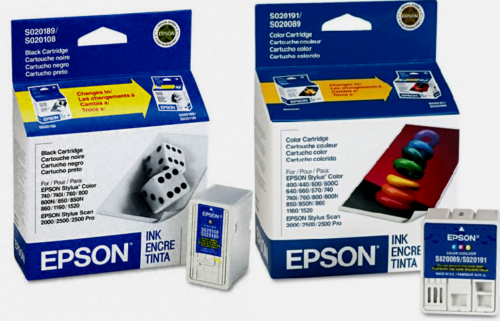 Original Epson S020191, S020108 Black & Color Ink Cartridges-0