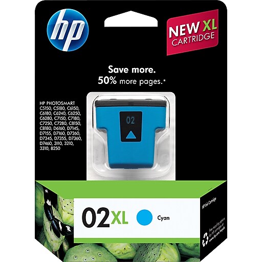 Genuine HP 02XL (C8730WN) Cyan Ink Cartridge-0