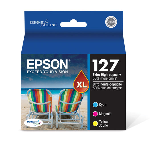 Original Epson 127XL Cyan, Magenta and Yellow ink cartridge-0